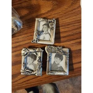 Vintage Set Of 3 Silver Nursery Rhyme Miniature Picture Frames Rare 1990s, 2x3"